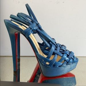 Christian Louboutin Blue Leather Sling-backs